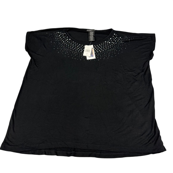 Design History Tops - Design History Onyx Black Embellished Studded Neckline Top‎ Missy XL MSRP $48